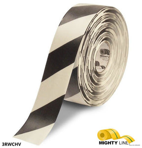 Mighty Line 3" White Tape with Black Chevrons - 100' Roll