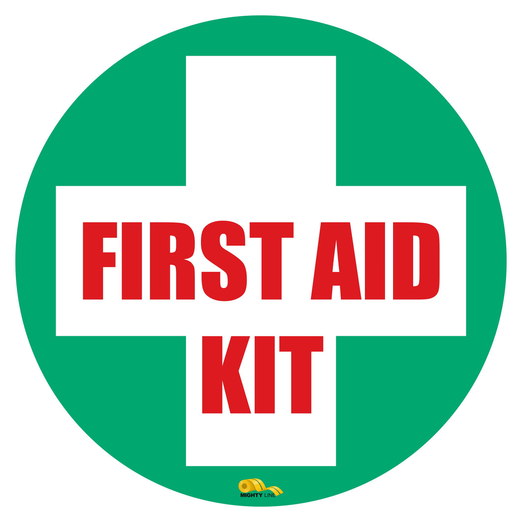 First Aid Kit, Mighty Line Floor Sign, Industrial Strength, 12