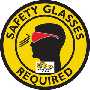 Yellow Safety Glasses Required, 16" Floor Sign