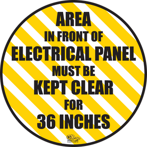 Mantenga el área frente al panel eléctrico Señal de piso de línea poderosa, resistencia industrial, 12" de ancho