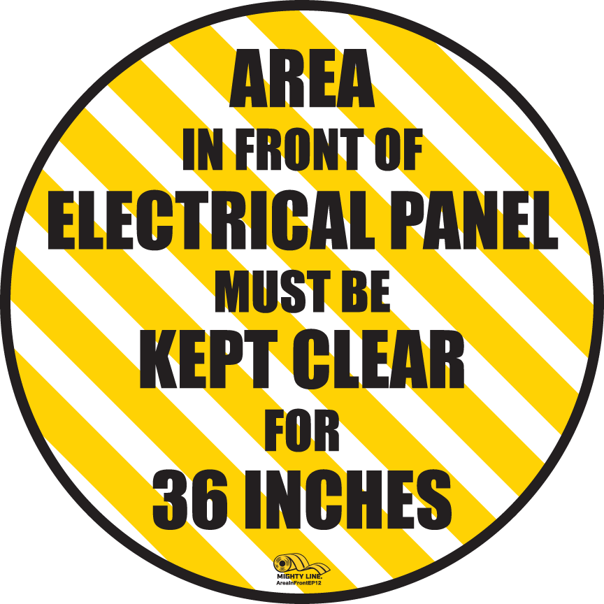 Mantenga el área frente al panel eléctrico Señal de piso de línea poderosa, Resistencia industrial, 12
