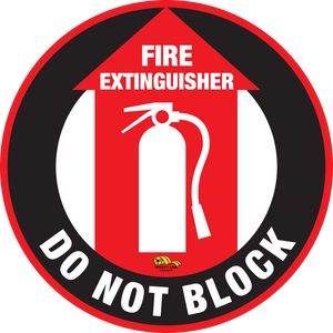 Extintor de incendios No bloquear, señal de suelo de la línea Mighty, resistencia industrial, 12" de ancho