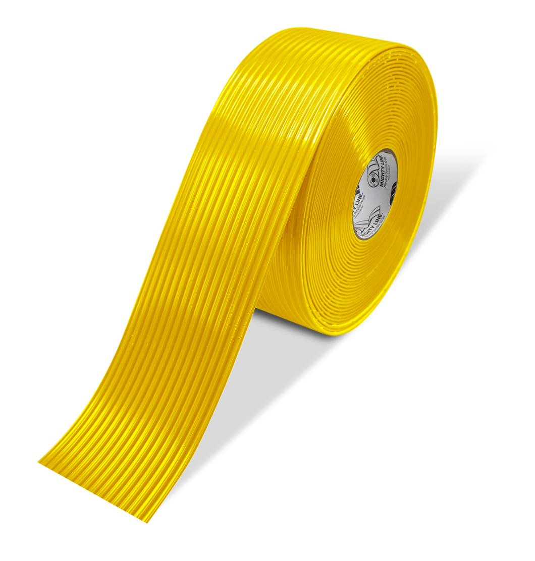 Yellow Mighty Line RIBBED Traction Floor Tape, 4