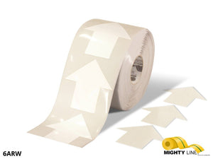 Mighty Line 4" White Arrow Pop Out Tape, 100' Roll