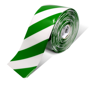 Mighty Line 6" White Tape with Green Chevrons - 100' Roll