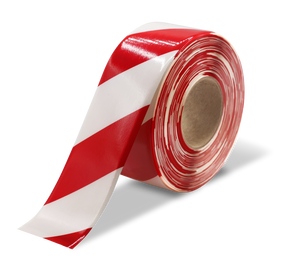 Red and White Ultra Durable Chevron/Hazard 30 MIL Floor Tape, 3" by 100' Roll