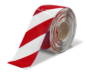 Red and White Ultra Durable Chevron/Hazard 30 MIL Floor Tape, 6" by 100' Roll