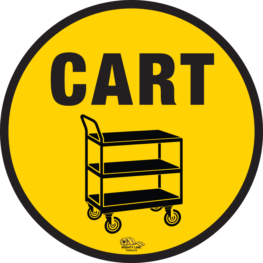 Push Cart Mighty Line Floor Sign, Industrial Strength, 12