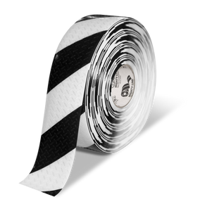 Mighty Line 3" Anti-Slip White and Black Diagonal Color Floor Tape - MIGHTY TAC - 100' Roll