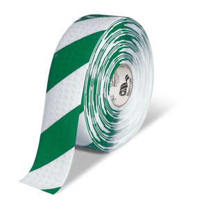 Mighty Line 3" Anti-Slip White and Green Diagonal Color Floor Tape - MIGHTY TAC - 100' Roll