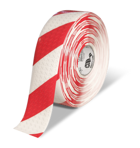 Mighty Line 3" Anti-Slip White and Red Diagonal Color Floor Tape - MIGHTY TAC - 100' Roll