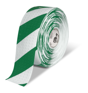 Mighty Line 4" Anti-Slip White and Green Diagonal Color Floor Tape - MIGHTY TAC - 100' Roll