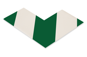Mighty Line 3" Wide Solid White Angle With Green Chevrons - Pack of 100