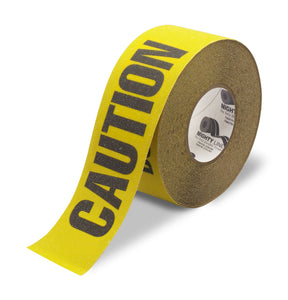 Mighty Line 3" Yellow Caution Antislip Tape, 60' Roll, CAUTION printed tape