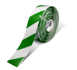 Mighty Line 3" White Tape with Green Chevrons - 100' Roll