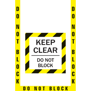 Keep Clear Do Not Block Floor Marking, OSHA Compliance Kit. 16" sign, 2" wide tape, 24"x36" Wide Shape.