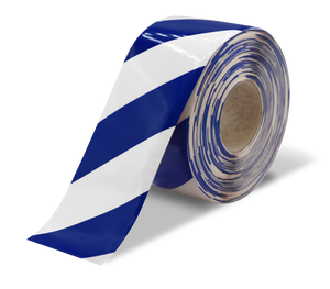 Blue and White Ultra Durable Chevron/Hazard 30 MIL Floor Tape, 4" by 100' Roll
