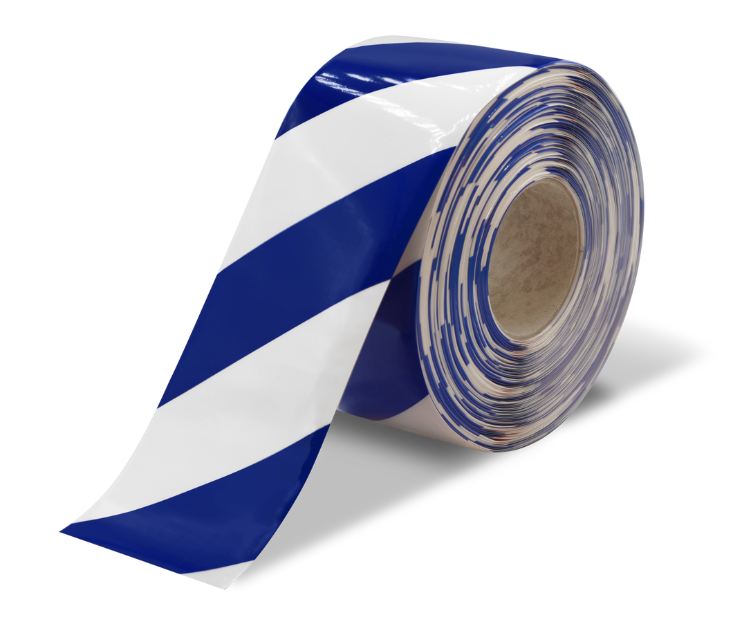 Blue and White Ultra Durable Chevron/Hazard 30 MIL Floor Tape, 4