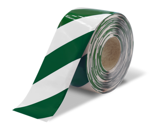 Green and White Ultra Durable Chevron/Hazard 30 MIL Floor Tape, 4" by 100' Roll