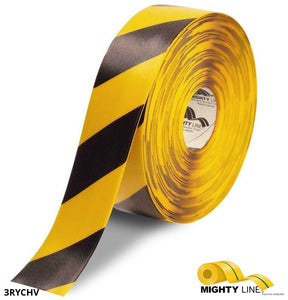 Mighty Line 3" Yellow Tape with Black Chevrons - 100' Roll