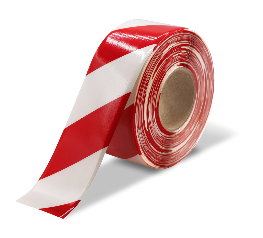 Red and White Ultra Durable Chevron/Hazard 30 MIL Floor Tape, 3