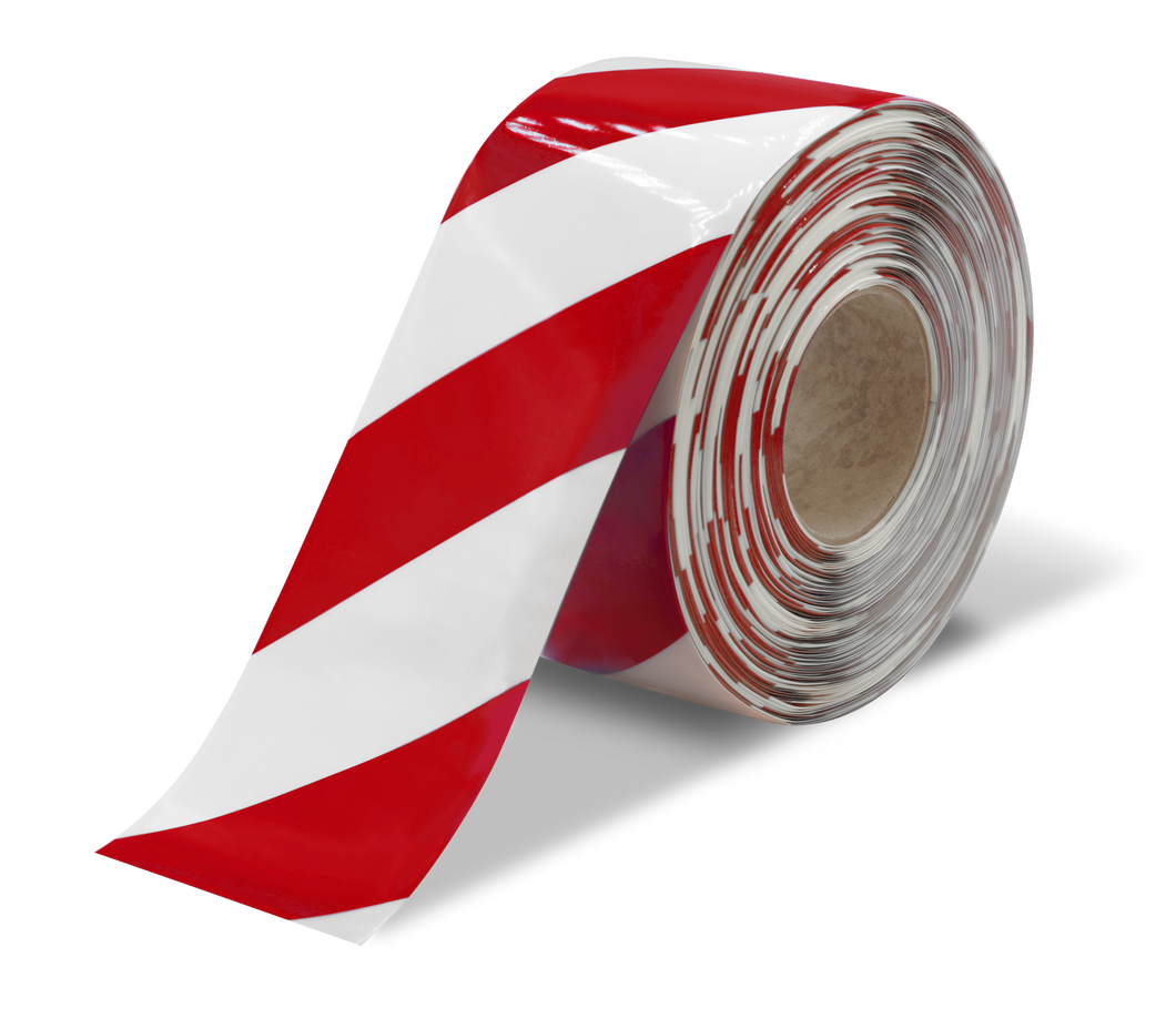 Red and White Ultra Durable Chevron/Hazard 30 MIL Floor Tape, 4