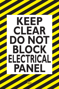 Keep Clear Do Not Block Electrical Panel, Mighty Line Floor Sign, Industrial Strength, 24x36" Wide