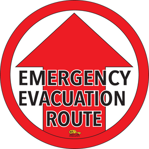 Emergency Evacuation Route, 12" Floor Sign