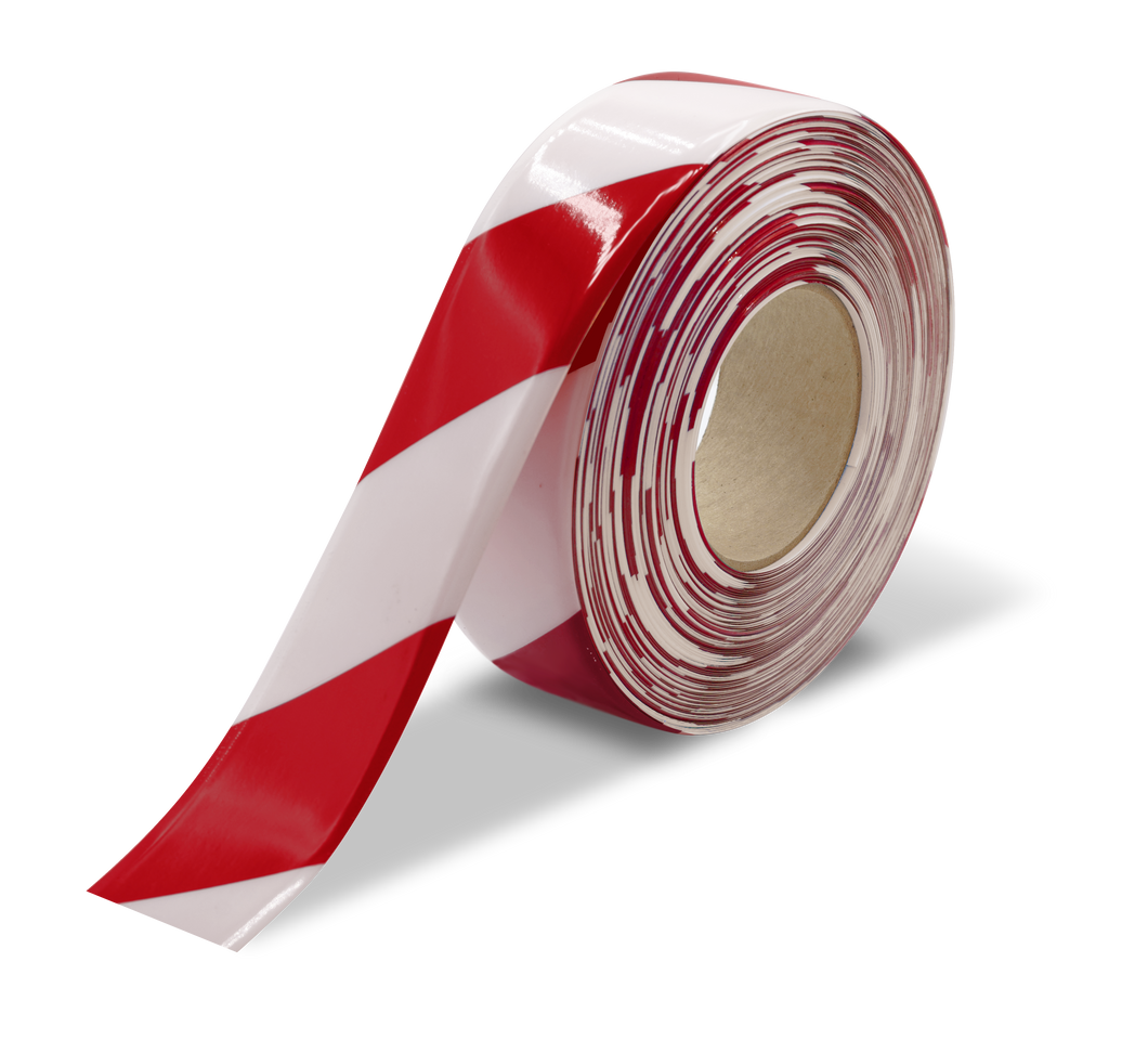 Red and White Ultra Durable Chevron/Hazard 30 MIL Floor Tape, 2
