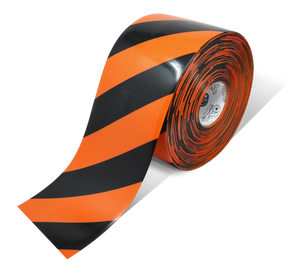 Mighty Line 6" Orange Tape with Black Chevrons - 100' Roll