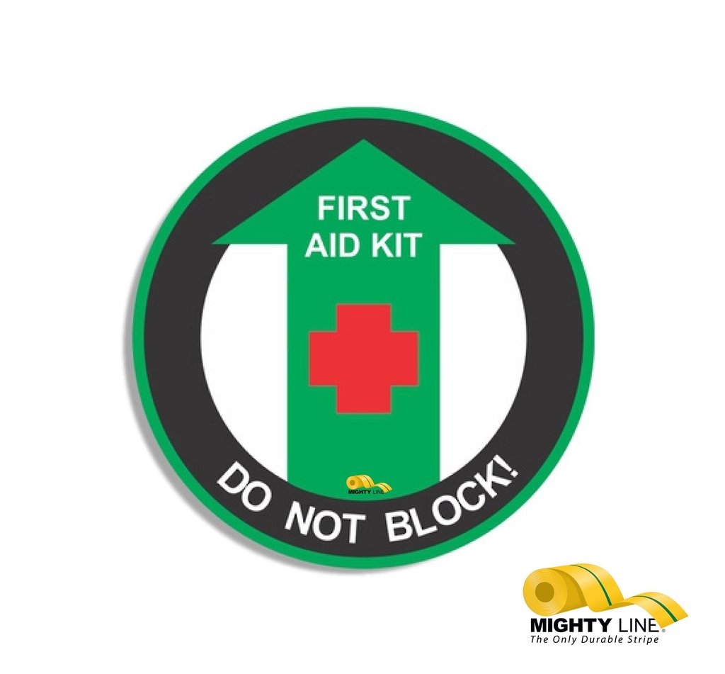 Mighty Line Do Not Block First Aid Kit Floor Sign, 24 inch size