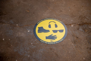 PPE Required, Mighty Line Floor Sign, Industrial Strength, 16" Wide