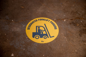 Designated Fork Lift Parking, Mighty Line Floor Sign, Industrial Strength, 12" Wide