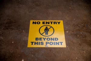 No Entry Beyond this Point Floor Sign, Peel and Stick 16 inch Wide