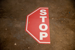 Stop Half Hectagon, Mighty Line Floor Sign, Industrial Strength, 12" Wide