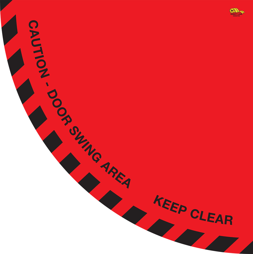 Caution Door Swing Area, Red, Mighty Line Floor Sign, Industrial Strength, 36