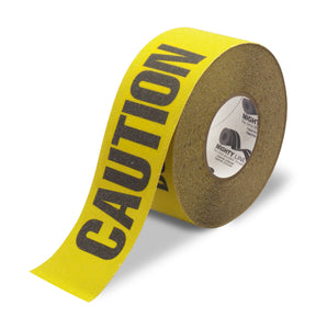 Mighty Line 3" Yellow Caution Antislip Tape, 60' Roll, CAUTION printed tape