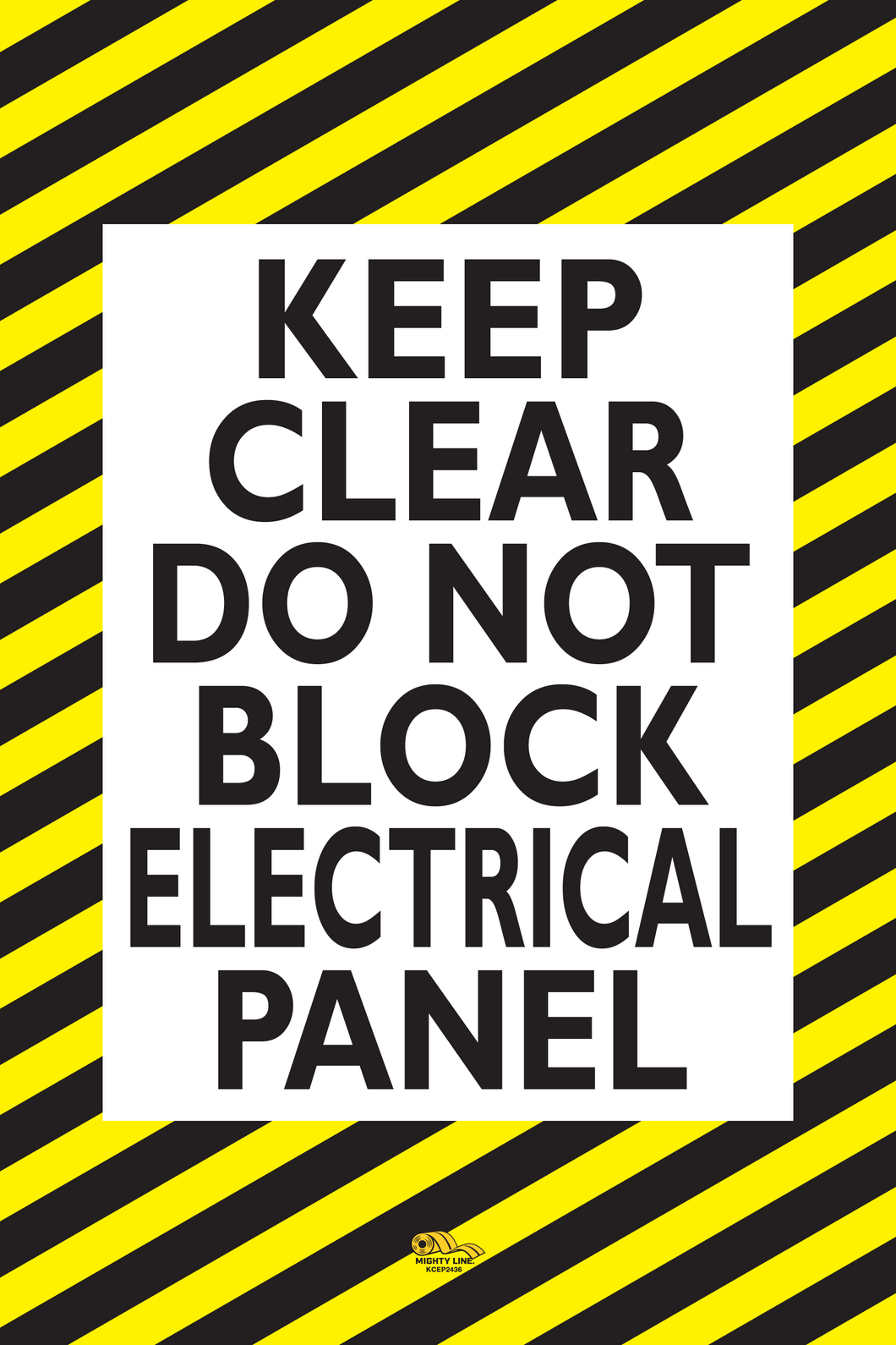 Keep Clear Do Not Block Electrical Panel, Mighty Line Floor Sign, Industrial Strength, 24x36