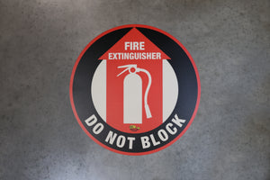 Fire Extinguisher Do Not Block, Mighty Line Floor Sign, Industrial Strength, 12" Wide