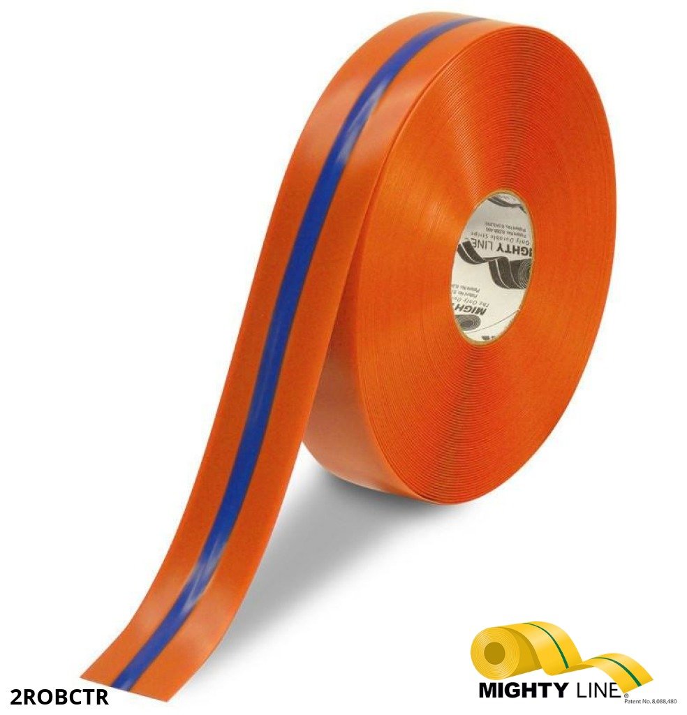 Our Line of Reliable Orange and Blue Center Line Floor Tape – 100’ Roll – 2 Inch Wide