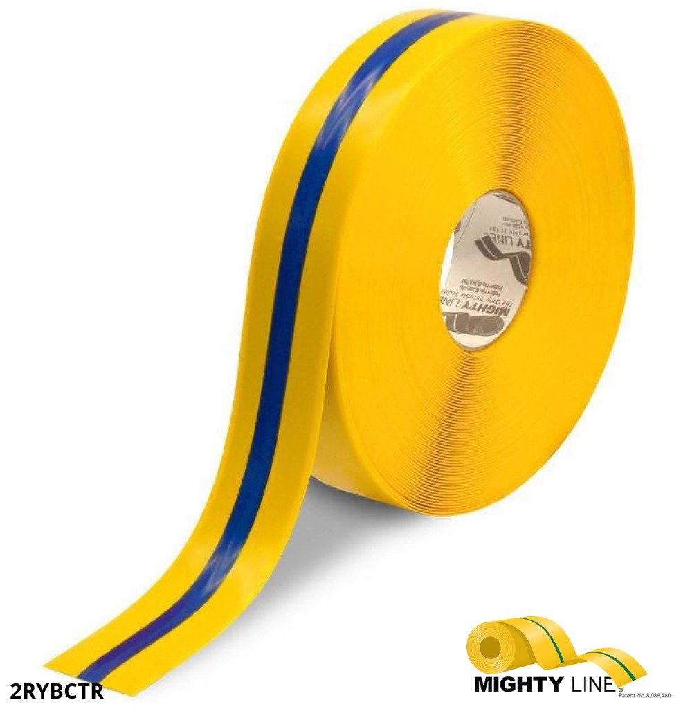 Our Line of Blue and Yellow Center Line Floor Tape – 100’ Roll – 2 Inch Wide