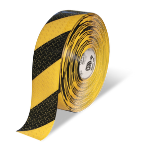 Mighty Line 3" Anti-Slip Yellow and Black Diagonal Color Floor Tape - MIGHTY TAC - 100' Roll