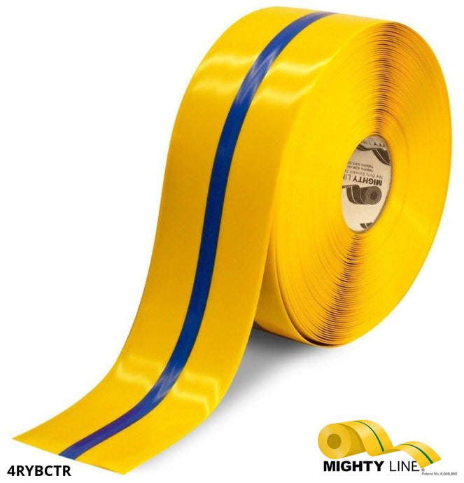 Our Line of Blue and Yellow Center Line Floor Tape – 100’ Roll – 4 Inch Wide