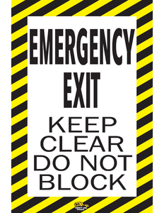 EMERGENCY EXIT KEEP CLEAR DO NOT BLOCK, 24x36" Floor Sign