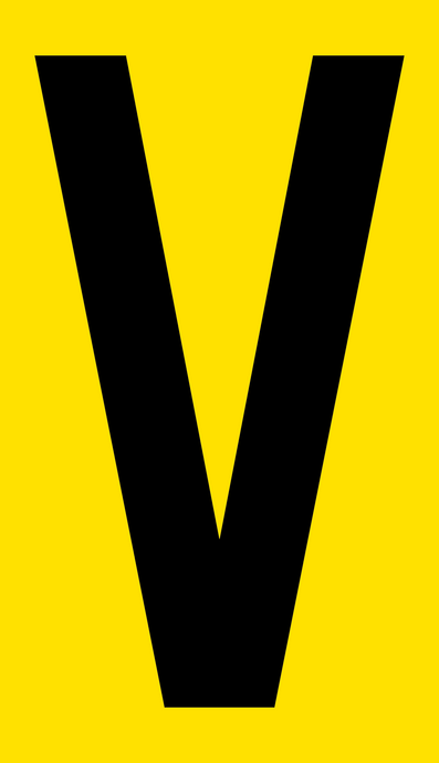 Mighty Line YELLOW Die Cut Location Markers - Letter V - Pack of 10