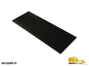 4 Inch Wide Mighty Line BLACK Segments - Floor Marking - 10" Long Strips - Box of 100